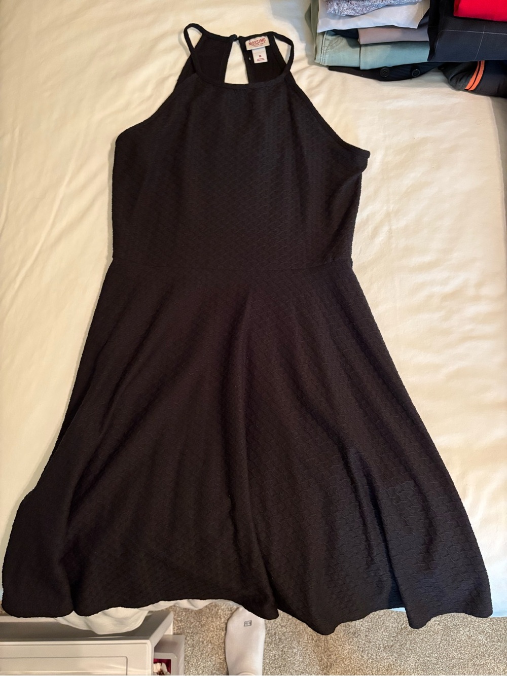 Mossimo Supply Co. Black Textured Halter Midi Dress